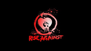 black and red Chicago Bulls logo, Rise Against, typography, circle, black background