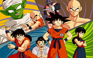 Dragon Balls character illustration, Dragon Ball Z, Son Goku, Piccolo, Krillin