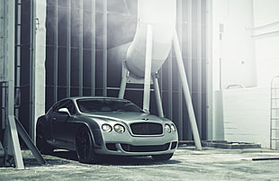 gray Bentley coupe under white hose machine HD wallpaper