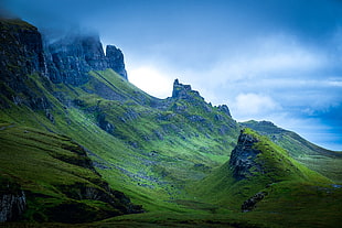 landscape photography of green mountains, quiraing