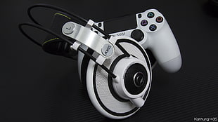 white Sony Dualshock 4, AKG, DualShock 4, technology, PlayStation 4 HD wallpaper