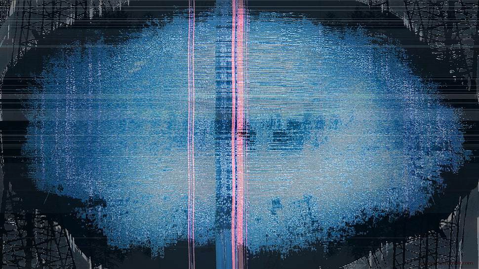 blue and black digital wallpaper, glitch art, abstract, LSD HD wallpaper