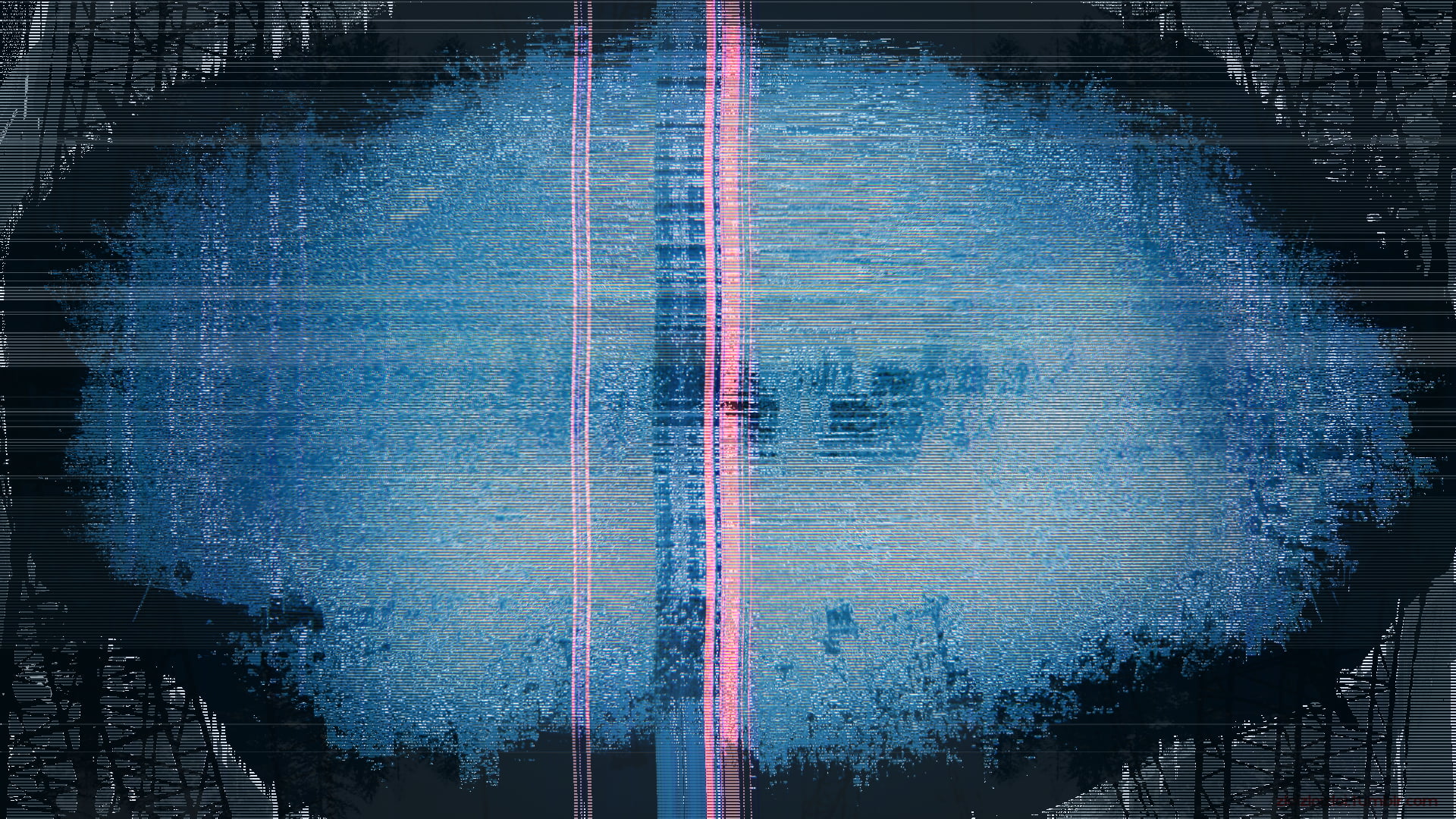 blue and black digital wallpaper, glitch art, abstract, LSD
