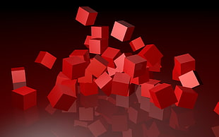 red cubes 3D illustration HD wallpaper