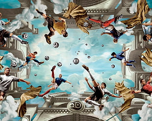 soccer player wallpaper, digital art, footballers, ball, Zinedine Zidane