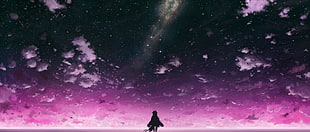 purple skies digital wallpaper, clouds, sky, stars