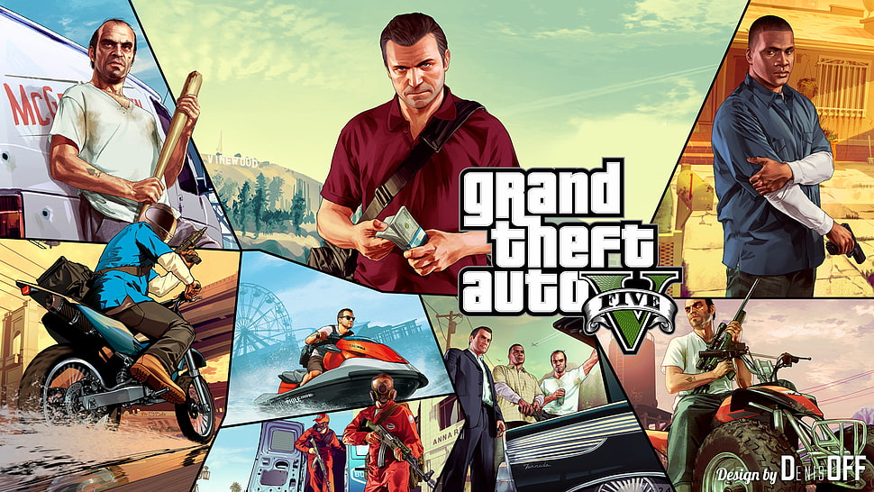 Grand Theft Auto Five game poster HD wallpaper