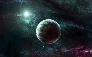 black moon painting, space, planet, universe, spaceship HD wallpaper