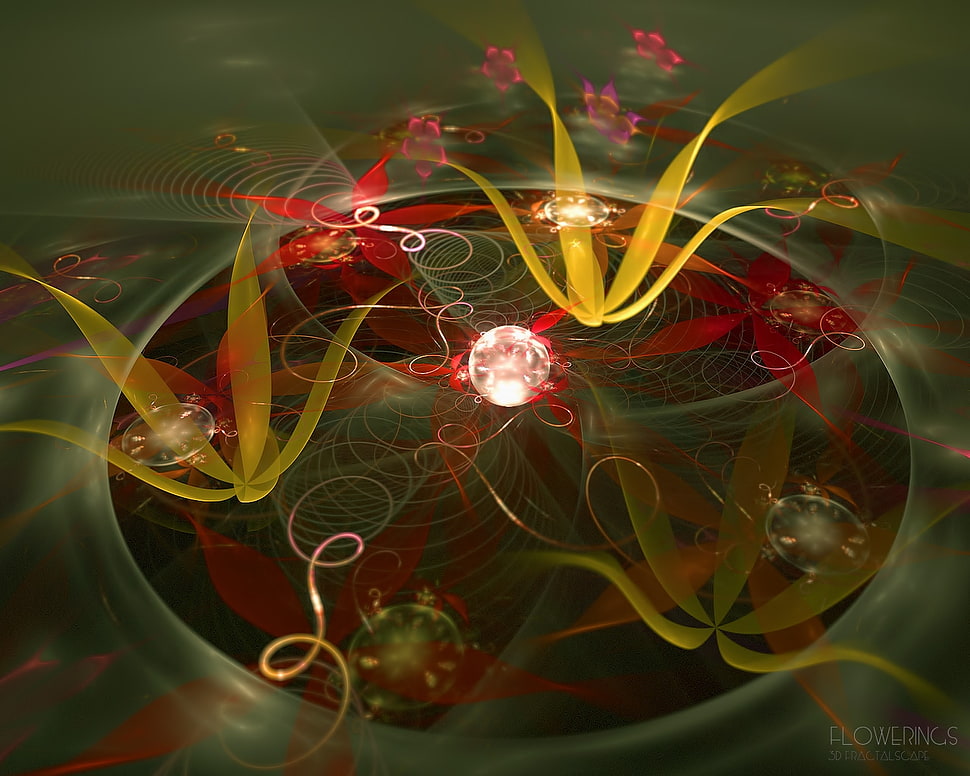 red, yellow and green abstract illustration HD wallpaper