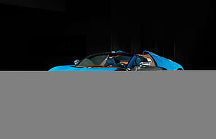 blue and black Bugatti sports car