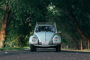 blue Volkswagen Beetle, Car, Retro, Style
