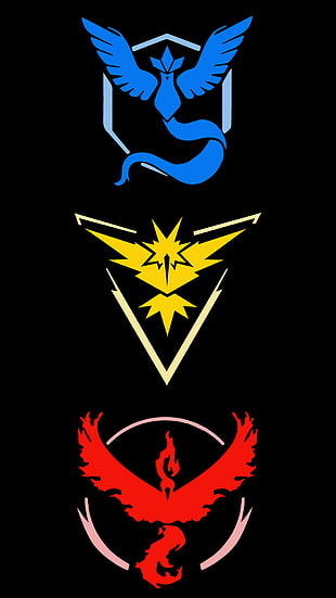Pokemon guild logo, Pokemon Go, Zapdos, Articuno, Moltres