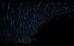 black and gray electronic device, stars, long exposure, star trails HD wallpaper
