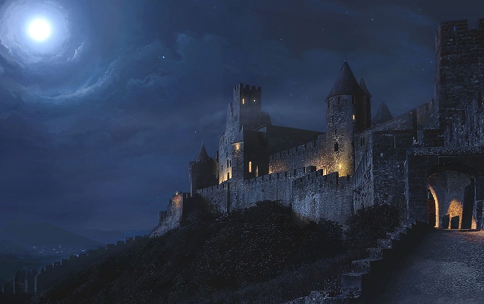 castle illustration, architecture, castle, ancient, tower HD wallpaper