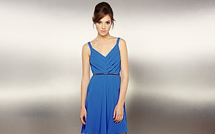 women's blue spaghetti strap dress