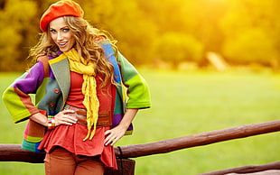 woman in multi colored dress photo HD wallpaper