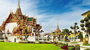 gold-colored coated temple, palace, Bangkok, nature
