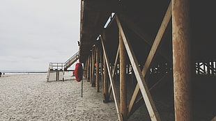 brown wooden beach dock, landscape, phone camera