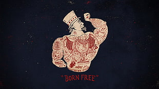 Born Free logo, men, muscles, artwork