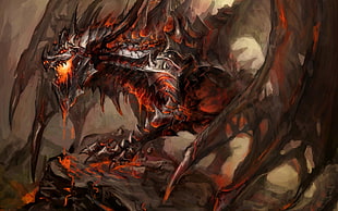 dragon illustration, dragon, fantasy art,  World of Warcraft, Deathwing