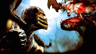 Mortal Kombat, Scorpion (character), Kratos, God of War HD wallpaper