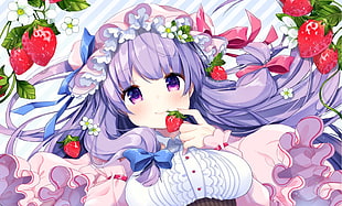 purple haired female anime character, Patchouli Knowledge, Touhou, purple hair, purple eyes