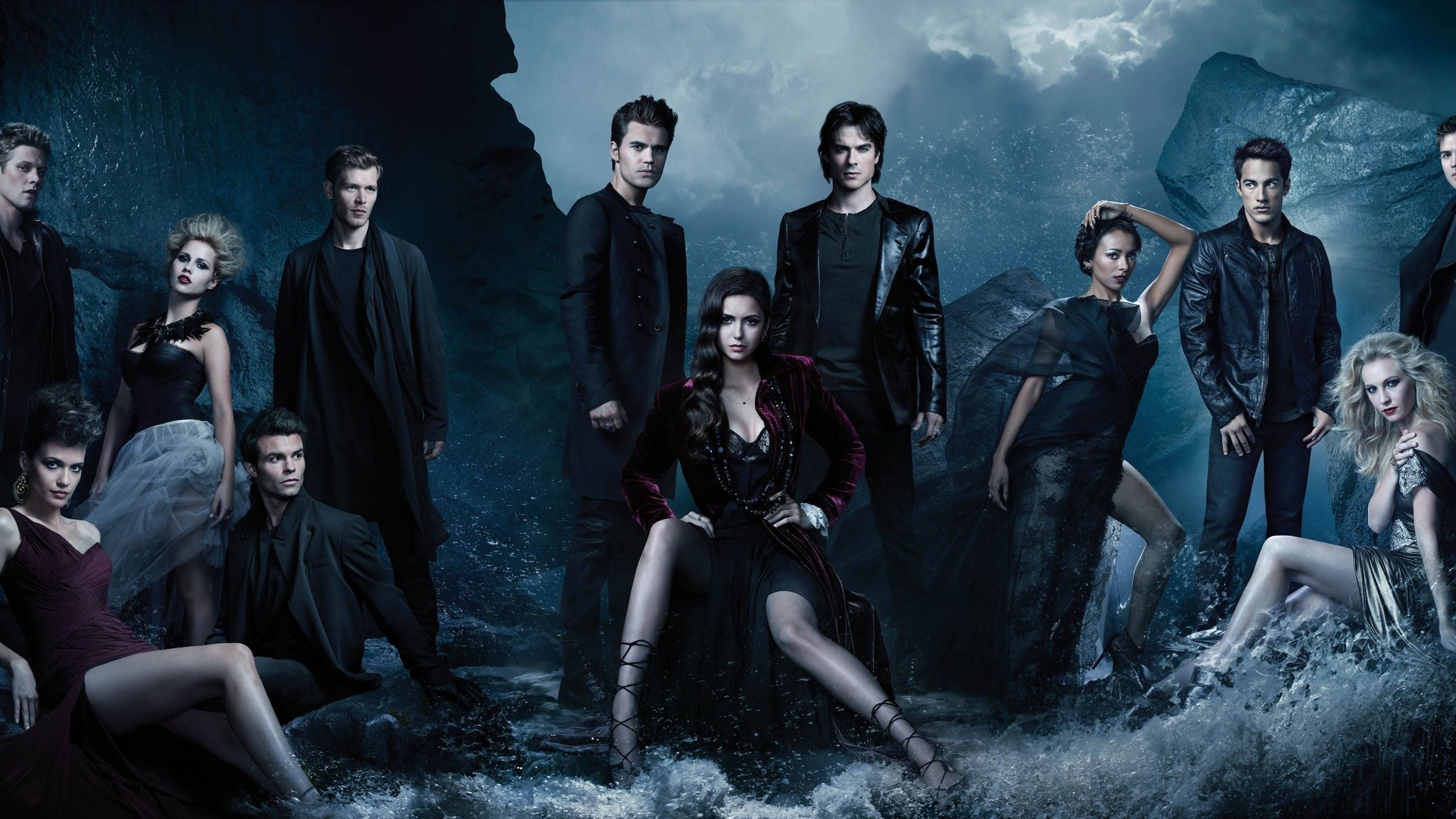 TV series casts digital wallpaper, The Vampire Diaries, Elena Gilbert, Paul Wesley, Ian Somerhalder