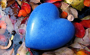 heart shape blue stone on water