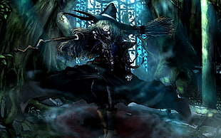 female witch illustration, Touhou, Kirisame Marisa