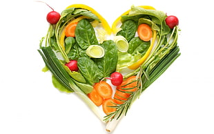 vegetables forming heart shape