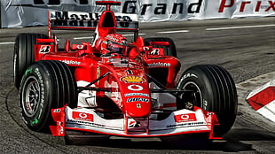 red Formula 1 racing car, Formula 1, Ferrari F1, Michael Schumacher, Monaco HD wallpaper