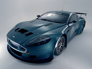 blue Aston Martin coupe