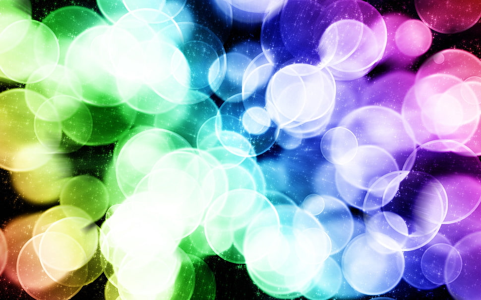 green and multicolored bokeh light HD wallpaper