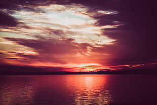 sunset scenery, Sunset, River, Clouds HD wallpaper