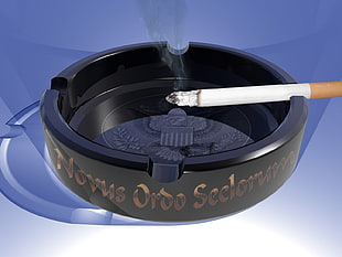 black ceramic ashtray with cigarette stick HD wallpaper