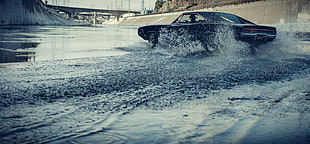 In Time movie still, Dodge Charger, car, water, drift HD wallpaper