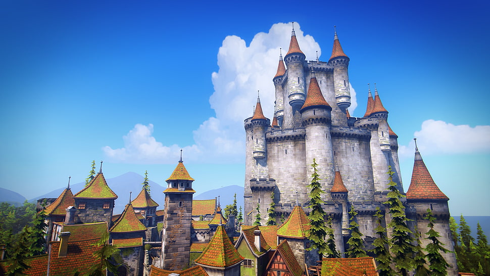 brown and gray castle, Overwatch, Eichenwald, 3D HD wallpaper