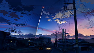 black electric post, 5 Centimeters Per Second, Makoto Shinkai , anime