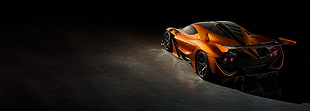 orange sports car, car, vehicle, spotlights HD wallpaper