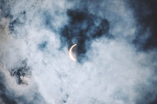 lunar eclipse, Eclipse, Clouds, Sun