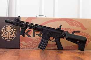 black semi-automatic pistol, weapon, Airsoft, rifles, assault rifle HD wallpaper