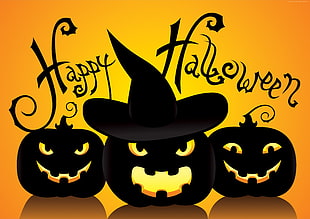 black Happy Halloween logo HD wallpaper