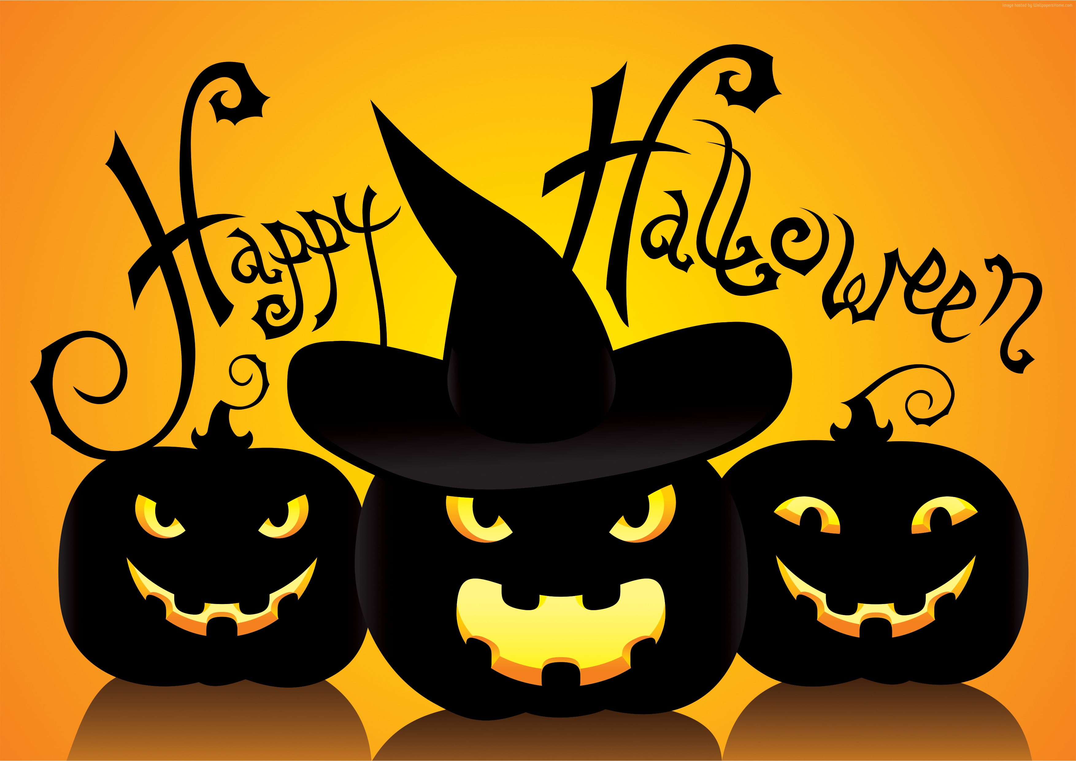 Black Happy Halloween logo HD wallpaper | Wallpaper Flare