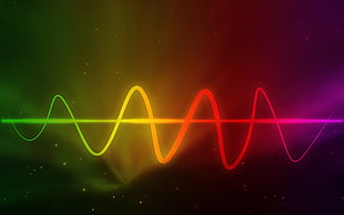 red, black, and green wavy line digital wallpaper