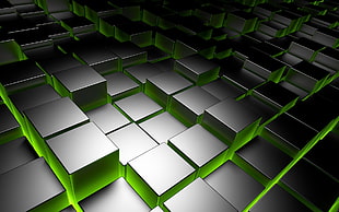 green and white area rug, pattern, cube HD wallpaper