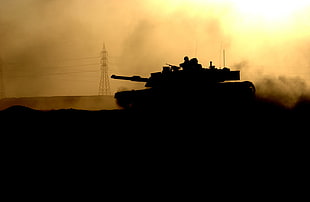 silhouette of battle tank, tank, silhouette HD wallpaper