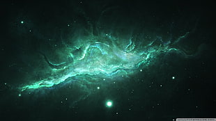 green nebula wallpaper, space, nebula, universe