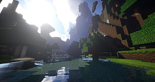 Minecraft gameplay, Minecraft, render, screen shot, lake