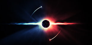 lunar eclipse illustration, space, digital art, space art, blue HD wallpaper