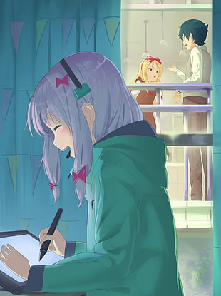 female animated character wearing green shirt HD wallpaper